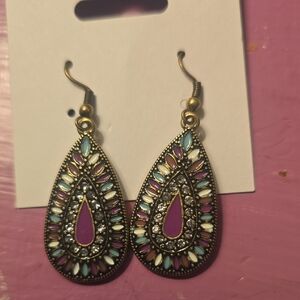 Chic Teardrop Earrings with Purple and Blue Accents